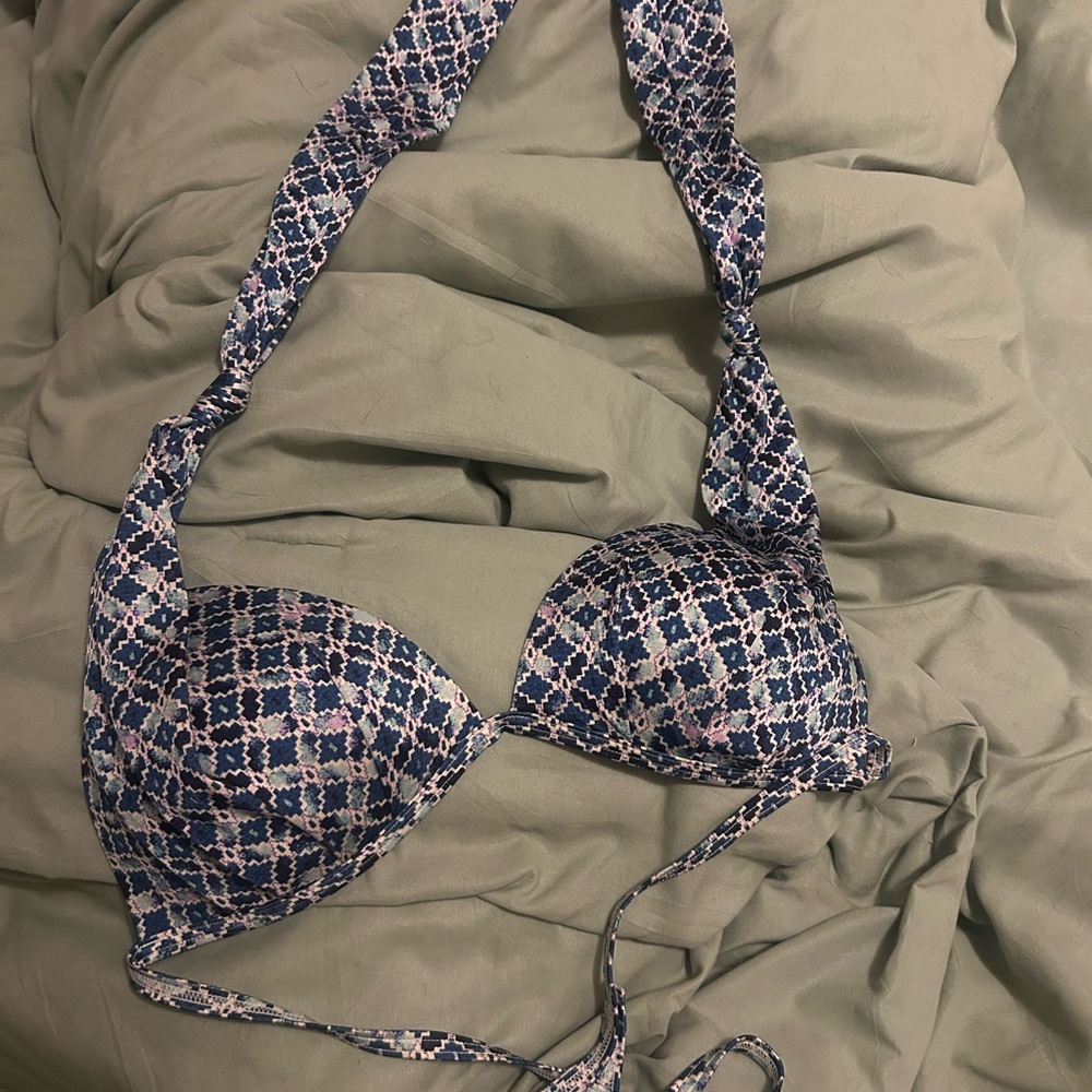 Athleta patterned  Blue Women's Bikini Top women’s size medium